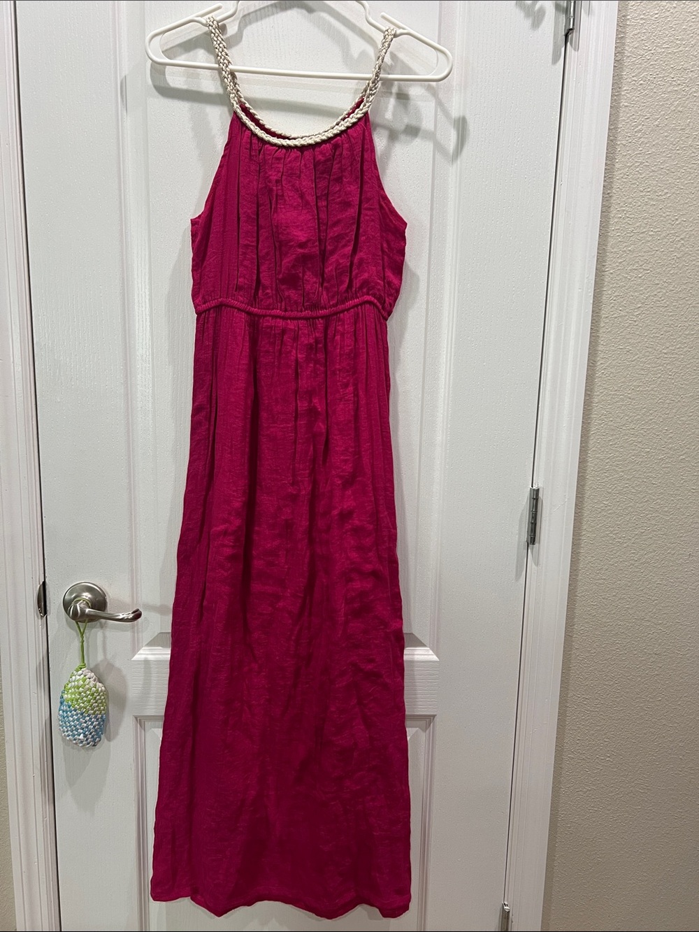 Fuchsia Maxi Dress with Braided Straps
